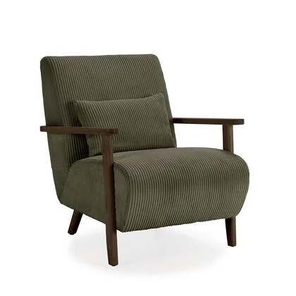 Calicosy - Fauteuil BONNIE - L70 cm - Houten poten - Groen | Notelaar