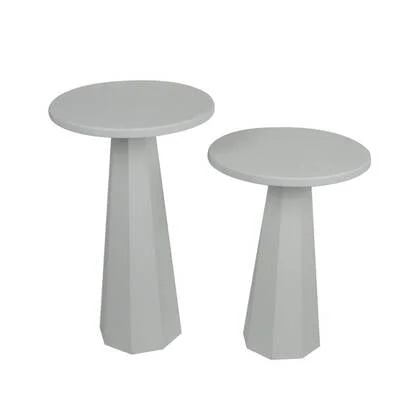 Calicosy - Set 2 ronde bijzettafels LILYUM - H47 | H57 cm - Wit