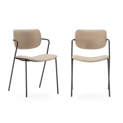 Calicosy - Set 2 stoelen MAIKA - L49 cm - Zwart metaal - Mol