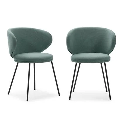 Calicosy - Set 2 stoelen RUSH - L60 cm - Stof & zwart metaal - Groen