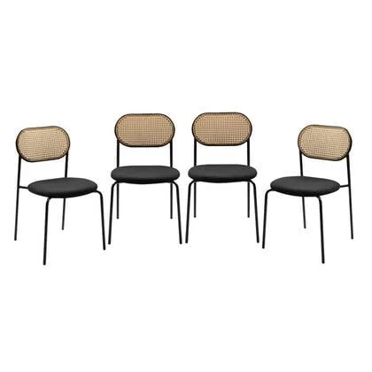 Calicosy - Set 4 stoelen MOZART - L47 cm - Rotan & metaal
