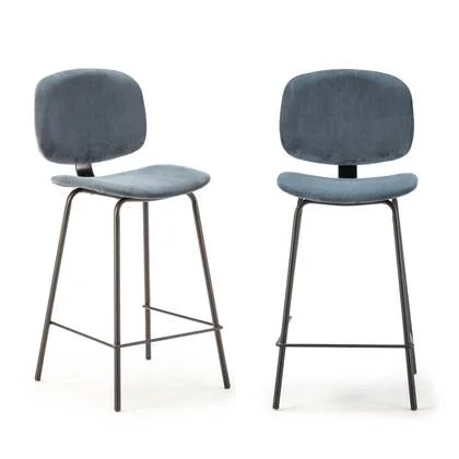 Calicosy - Set van 2 krukken in ribfluweel ARUS - H65 cm - Blauw