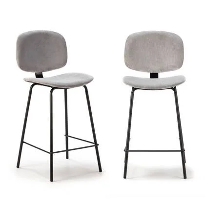 Calicosy - Set van 2 krukken in ribfluweel ARUS - H65 cm - Grijs