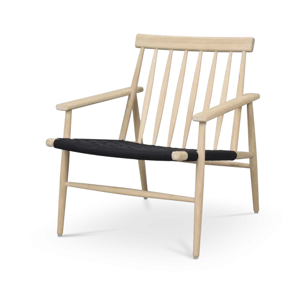 Canwood houten fauteuil whitewash - zwarte zitting