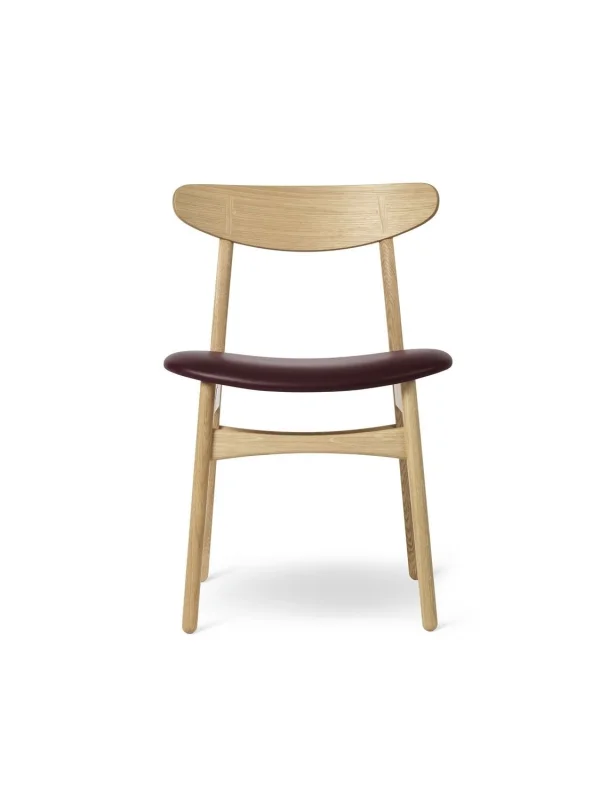 Carl Hansen & Søn CH30P Stoel - Leer rood/Thor 332 - eiken wit geolied
