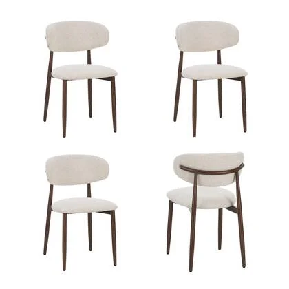 Celia - Eetkamerstoelen Beige Walnoot Set van 4 stijlvol comfortabel
