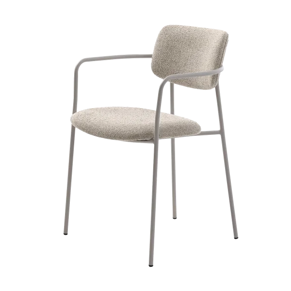 Chase metalen eetkamerstoel lichtgrijs gemêleerd