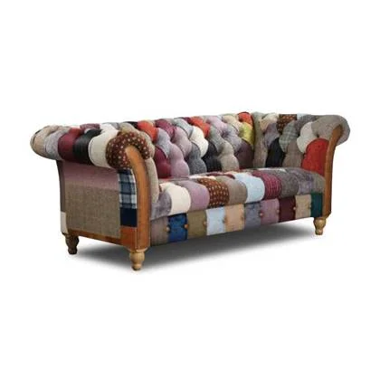 Chesterfield Harris Tweed Hollyhock Patchwork 2-zits bank