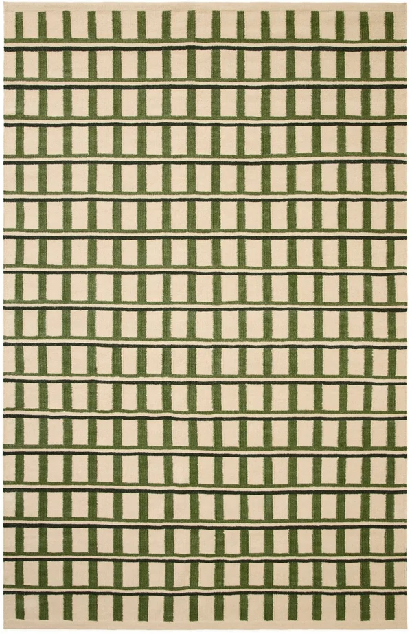 Chhatwal & Jonsson Mysore wollen mat Off white-green-dark green, 230x320 cm