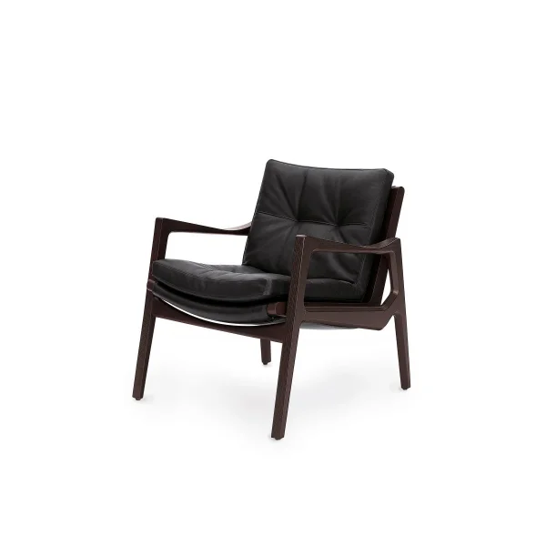 ClassiCon Euvira Lounge Chair - ClassiConEicheBraunGebeizt - Premium leer zwart