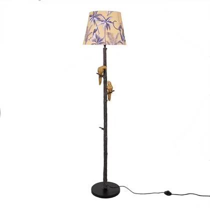 Clayre & Eef Vloerlamp Ø 37x165 cm Zwart Goudkleurig Metaal Textiel