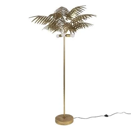 Clayre & Eef Vloerlamp Palm Ø 100x193 cm Goudkleurig Ijzer Staande