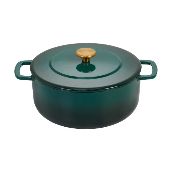Combekk Combekk geëmailleerde gietijzeren braadpan Ø28 cm Holly Green-gold knob