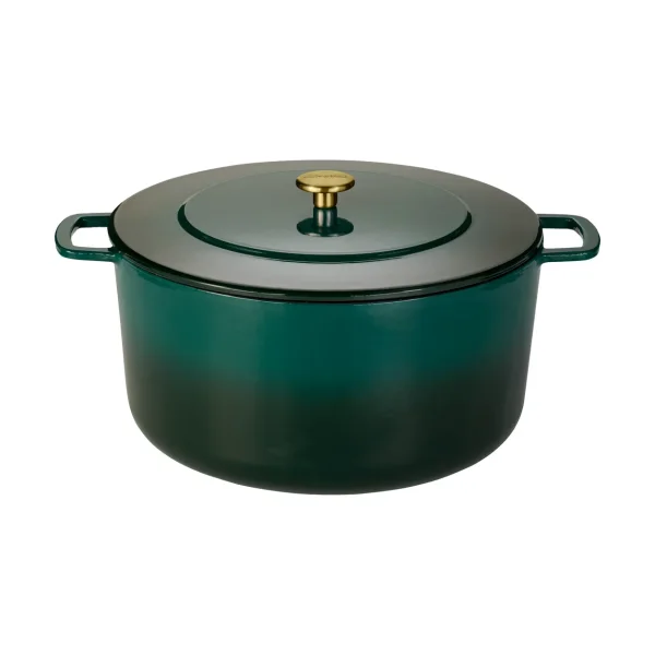Combekk Combekk geëmailleerde gietijzeren braadpan Ø32 cm Holly Green-gold knob