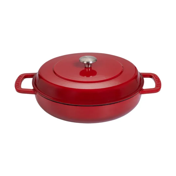 Combekk Combekk geëmailleerde sauteerpan gietijzer Ø28 cm Cherry-silver knob