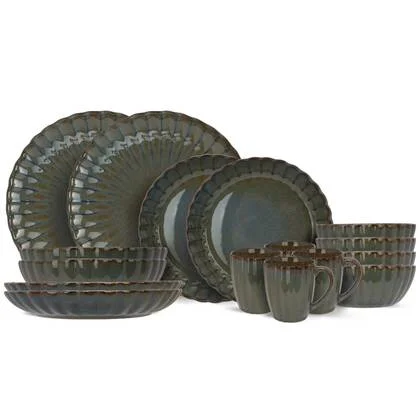 Cosy & Trendy Serviesset Astera Ocean 16-delig | 4 personen - 4 dinerborden, 4 diepe borden, 4 kommen en 4 mokken