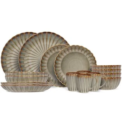 Cosy & Trendy Serviesset Astera Pearl 16-delig | 4 personen - 4 dinerborden, 4 diepe borden, 4 kommen en 4 mokken