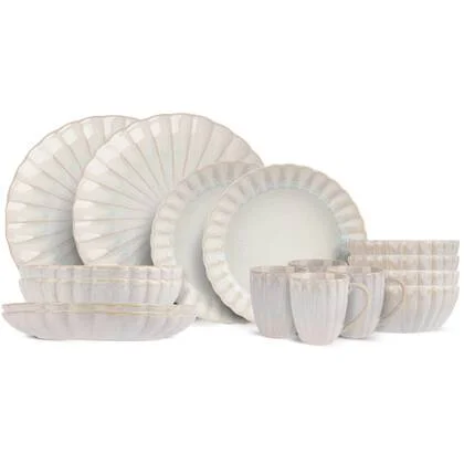 Cosy & Trendy Serviesset Astera Pure 16-delig | 4 personen - 4 dinerborden, 4 diepe borden, 4 kommen en 4 mokken