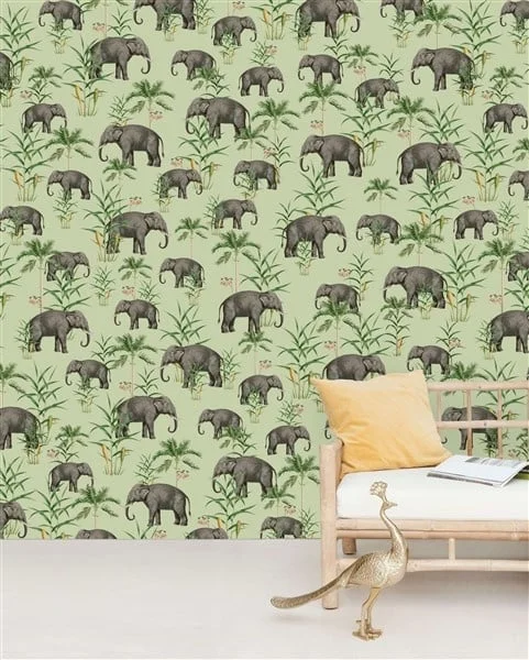 Creative Lab Amsterdam-collectie Oscar the Elephant Green behang Mural