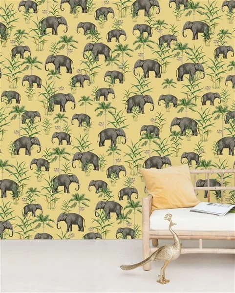 Creative Lab Amsterdam-collectie Oscar the Elephant Yellow behang Mural