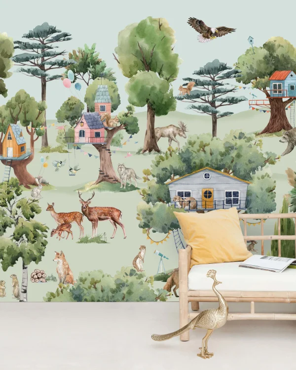 Creative Lab Amsterdam-collectie Treehouse in the Forest Behang Mural