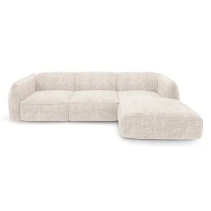 Creme geweven fluwelen rechter hoekbank