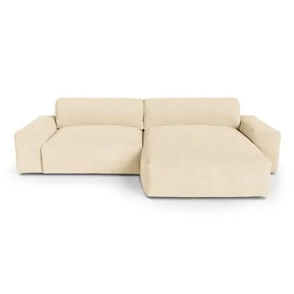 Crème ribfluweel rechter hoekbank 310cm