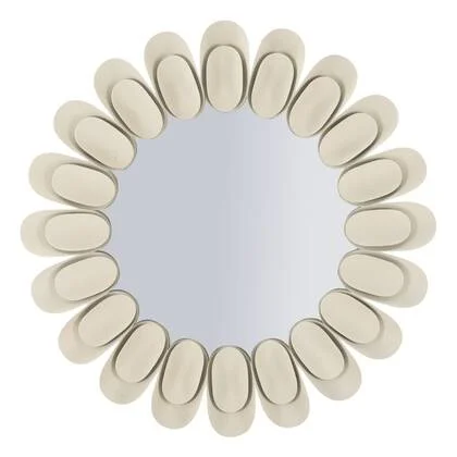 Crèmekleurige metalen wandspiegel, ø 85x6 cm