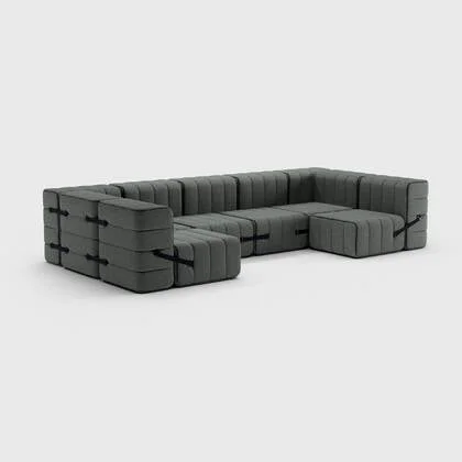 Curt-Set 15 - e.g. Flexibele U-vormige bank - Sera - Gravel (Grijs)