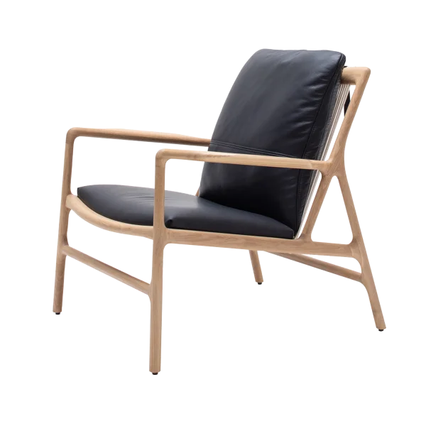 Dedo easy chair whitewash - dakar leather black zitting