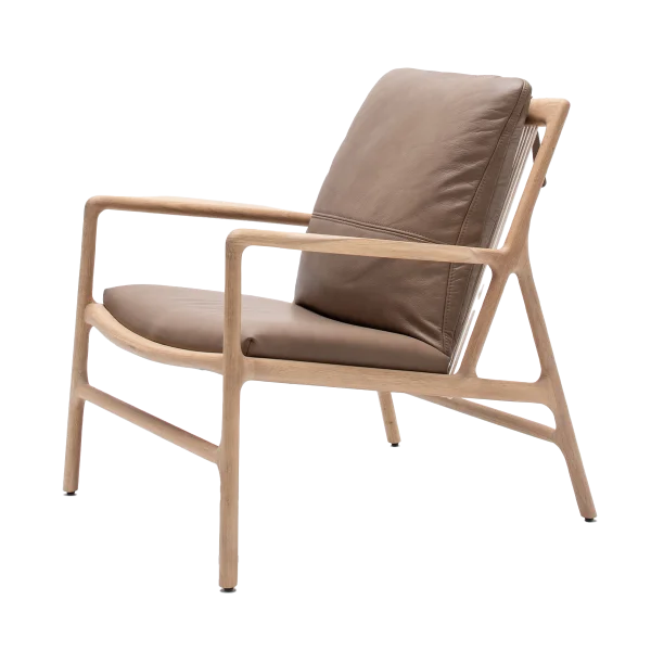 Dedo easy chair whitewash - dakar leather stone zitting