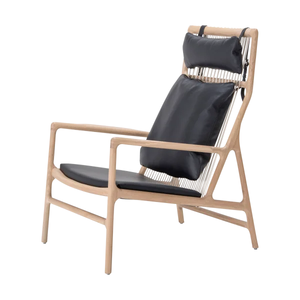 Dedo lounge chair whitewash eiken - dakar leather black zitting