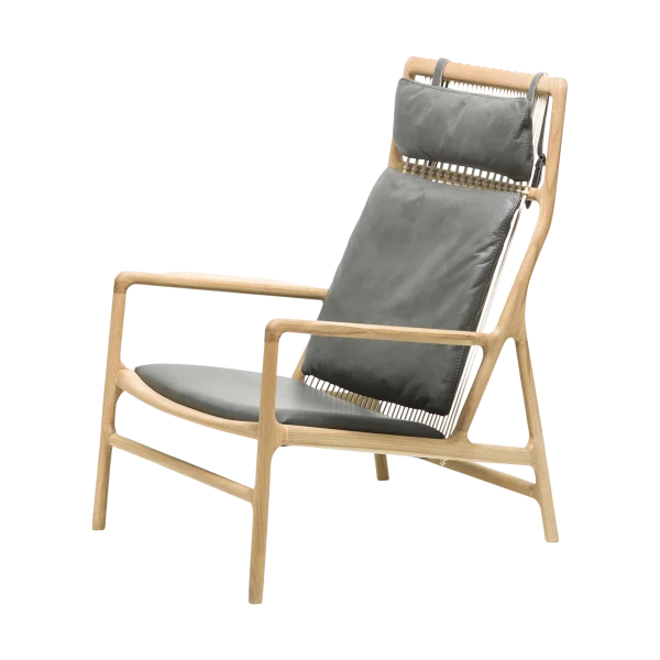 Dedo lounge chair whitewash eiken - dakar leather grey zitting