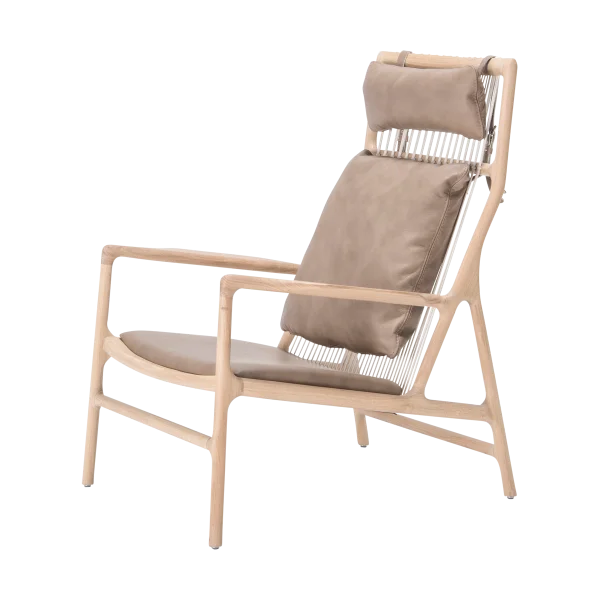 Dedo lounge chair whitewash eiken - dakar leather stone zitting