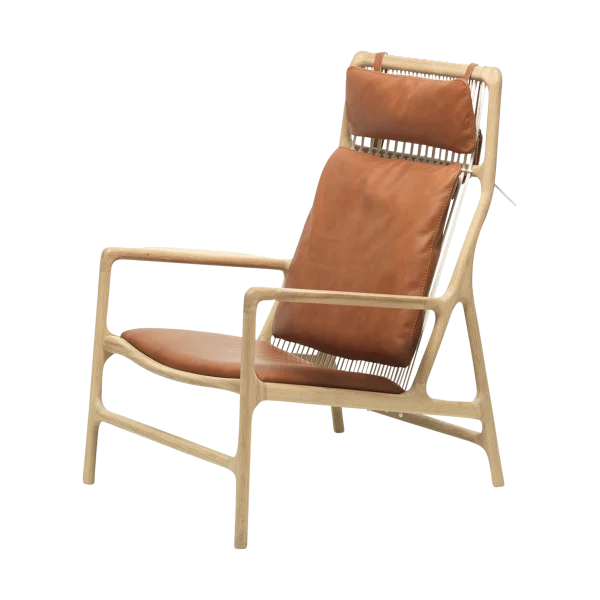 Dedo lounge chair whitewash eiken - dakar leather whisky zitting