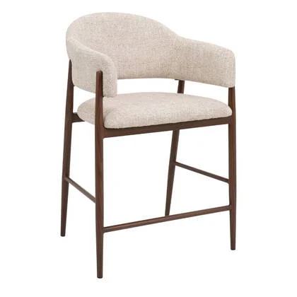 DÉJA Living - Barstoel Beige|Walnoot - Dénia - Set van 2