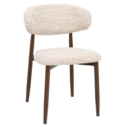 DÉJA Living - Eetkamerstoel Beige|Walnoot - Skara - Set van 2