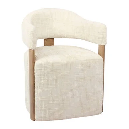 DÉJA Living - Eetkamerstoel Beige|Walnoot Stof - Niva - Set van 2