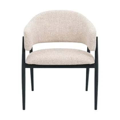 DÉJA Living - Eetkamerstoel Beige|Zwart - Dénia - Set van 2