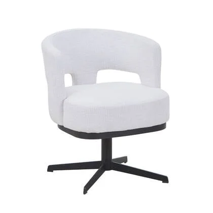 DÉJA Living - Eetkamerstoel Off-White Stof - Draaibaar - Léo - Set van 2