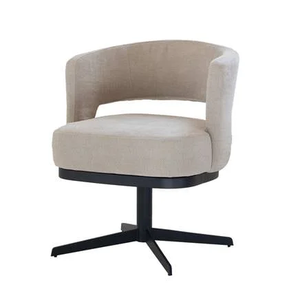 DÉJA Living - Eetkamerstoel Taupe - Design - Stof|Metaal - Louis - Set van 2