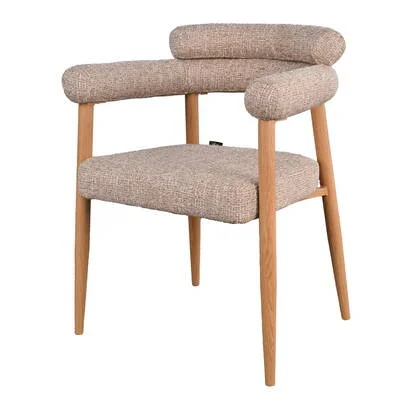 DÉJA Living - Eetkamerstoel Taupe|Naturel Stof - Lidingö - Set van 2