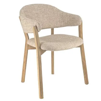 DÉJA Living - Eetkamerstoel Taupe|Naturel Stof - Uppsala - Set van 2