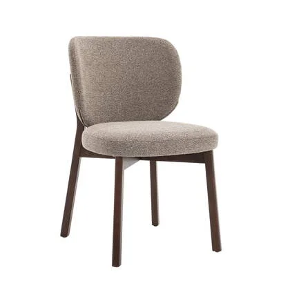 DÉJA Living - Eetkamerstoel Taupe|Walnoot - Zithoogte 49cm - Nobu - Set van 2