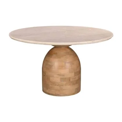 DÉJA Living - Eettafel Marmer|Hout - Naturel - 130x130x75cm - Miro