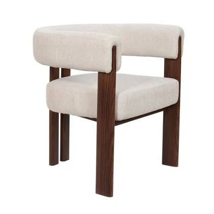 DÉJA Living - Fauteuil Beige Stof - Walnoot - 67x60x70cm - Aragon