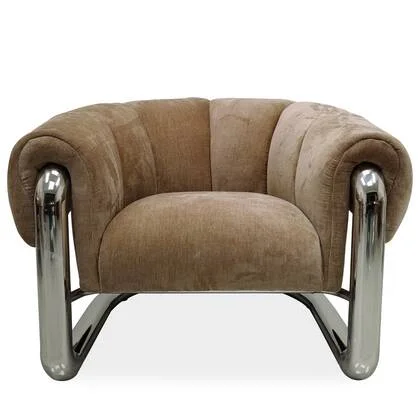 DÉJA Living - Fauteuil Beige|Chrome Stof - 98x96x79cm - Leka