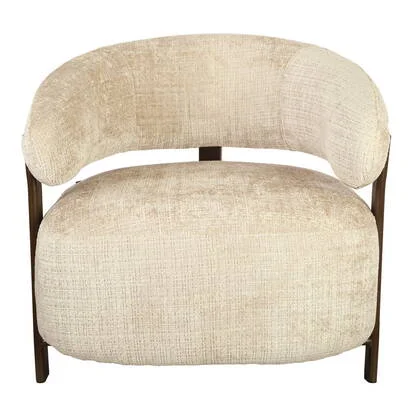 DÉJA Living - Fauteuil Taupe|Walnoot Stof - 76x71x70cm - Kalmar