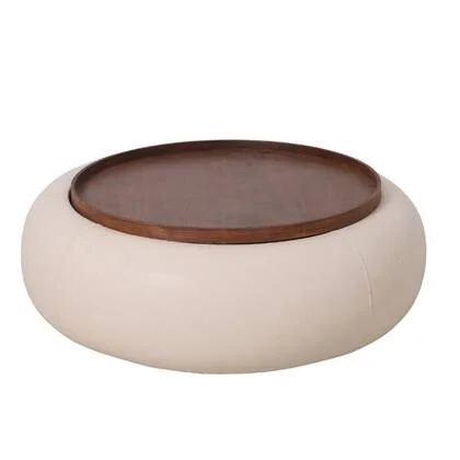 DÉJA Living - Salontafel - Beige|Walnoot - PU - Ø102cm - Draby