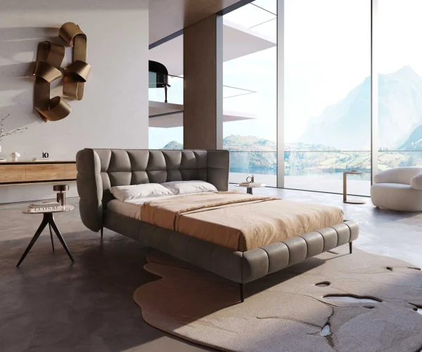 DELIFE Bedframe Capujo 140x200 cm microvezel taupe vintage